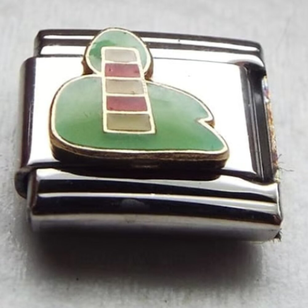 Enamel lighthouse 9mm stainless steel italian charm bracelet link new